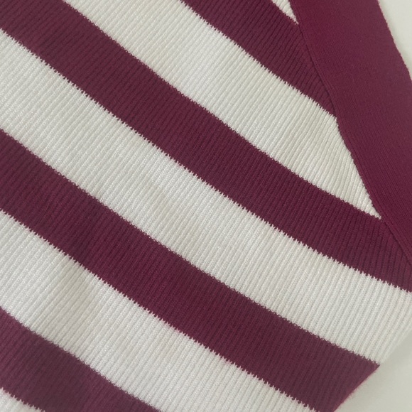 House of Harlow 1960 Burgundy and White Striped Halt Crop Top Ribbed Sz Small - Picture 9 of 10